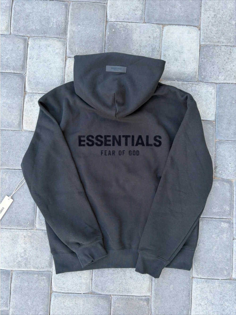 Fear of God Essentials Black Back-Logo Hoodie